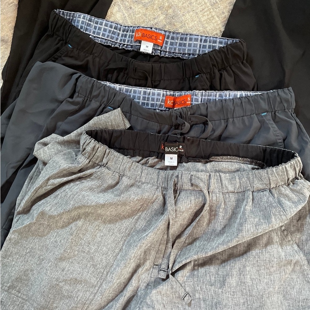 Koi Basics scrubs Men's Gray and Black Nurse Doctor CNA scrub Pants Set